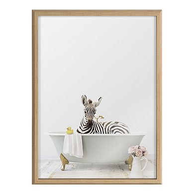 Blake Zebra Cottage Bathroom Framed Printed Glass by Amy Peterson Art Studio