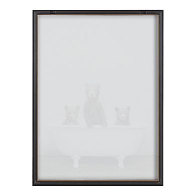 Blake Three Little Bears in Vintage Bathtub Framed Printed Glass by Amy Peterson Art Studio