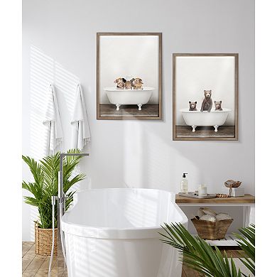 Blake Three Little Bears in Vintage Bathtub Framed Printed Glass by Amy Peterson Art Studio