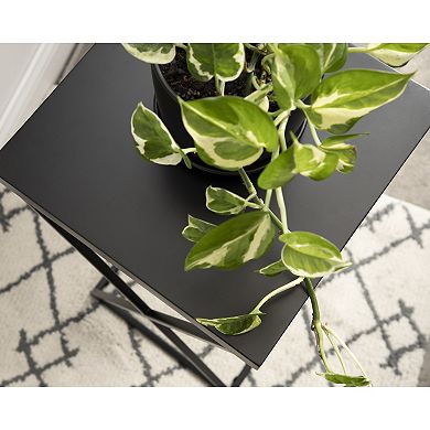 Elix Wood and Metal Table and Plant Stand 12x12x24