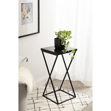 Elix Wood and Metal Table and Plant Stand 12x12x24