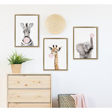 Sylvie Bubble Gum Elephant Framed Canvas by Amy Peterson Art Studio