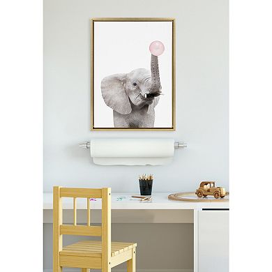Sylvie Bubble Gum Elephant Framed Canvas by Amy Peterson Art Studio