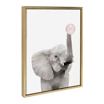 Sylvie Bubble Gum Elephant Framed Canvas by Amy Peterson Art Studio