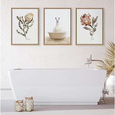 Sylvie Llama Farmhouse Bath Framed Canvas by Amy Peterson Art Studio