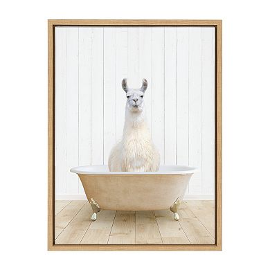 Sylvie Llama Farmhouse Bath Framed Canvas by Amy Peterson Art Studio