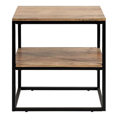 Quarles Wood and Metal Side Table 22x14x24