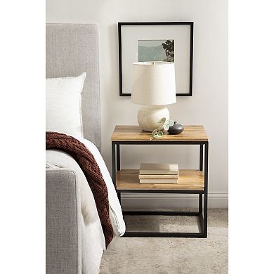 Quarles Wood and Metal Side Table 22x14x24