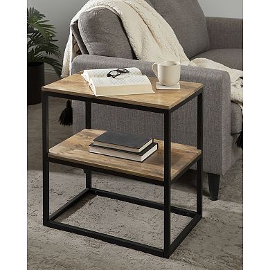 Quarles Wood and Metal Side Table 22x14x24