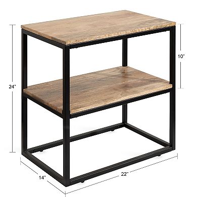 Quarles Wood and Metal Side Table 22x14x24