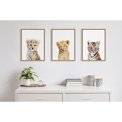Sylvie Animal Studio Sleepy Lion Framed Canvas by Amy Peterson Art Studio