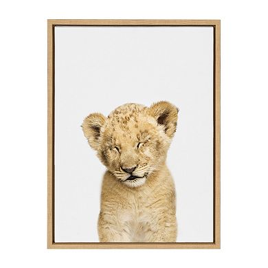 Sylvie Animal Studio Sleepy Lion Framed Canvas by Amy Peterson Art Studio