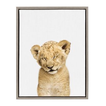 Sylvie Animal Studio Sleepy Lion Framed Canvas by Amy Peterson Art Studio
