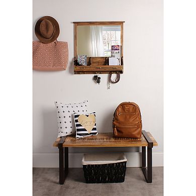 Stallard Wood Wall Mirror with Hooks