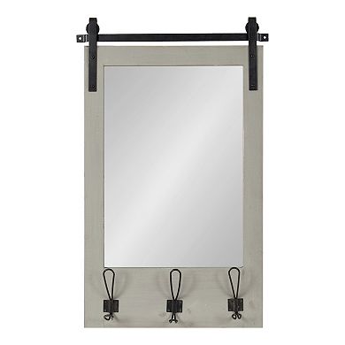 Cates Wood Framed Wall Mirror with Hooks