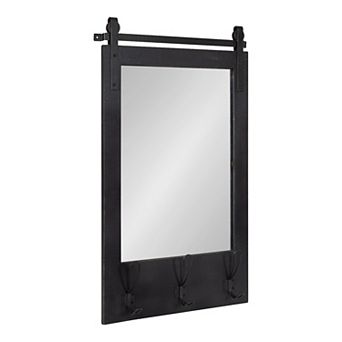 Cates Wood Framed Wall Mirror with Hooks