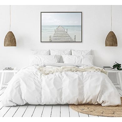 Sylvie Wooden Pier on Beach Framed Canvas by Amy Peterson Art Studio