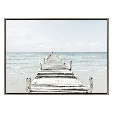 Sylvie Wooden Pier on Beach Framed Canvas by Amy Peterson Art Studio