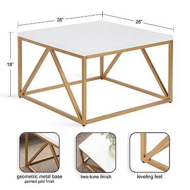 Kaya Wood and Metal Coffee Table 28x28x18