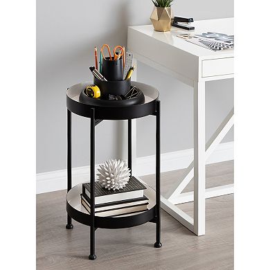 Nira Two-Tiered Metal Side Table 15x15x24