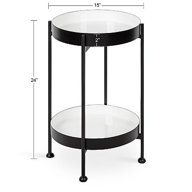 Nira Two-Tiered Metal Side Table 15x15x24