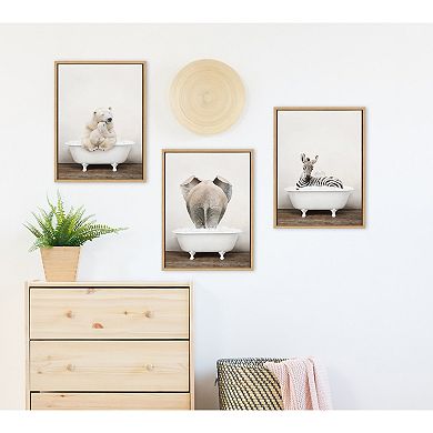 Sylvie Mother and Baby Polar Bear in Rustic Bath Framed Canvas by Amy Peterson Art Studio