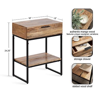 Malone Wood and Metal Side Table 18x13x25