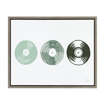 Sylvie Three Records Framed Canvas by Statement Goods