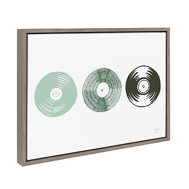 Sylvie Three Records Framed Canvas by Statement Goods