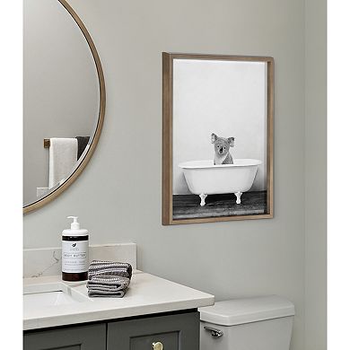 Blake Koala in Bathtub Black and White Framed Printed Glass by Amy Peterson