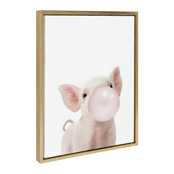 Sylvie Bubble Gum Piglet Framed Canvas by Amy Peterson Art Studio