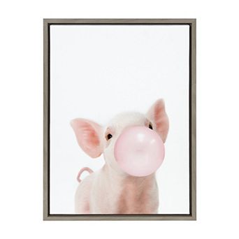 Sylvie Bubble Gum Piglet Framed Canvas by Amy Peterson Art Studio