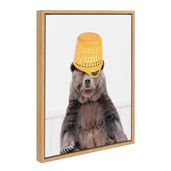 Sylvie Basket Case Bear Framed Canvas by Amy Peterson Art Studio