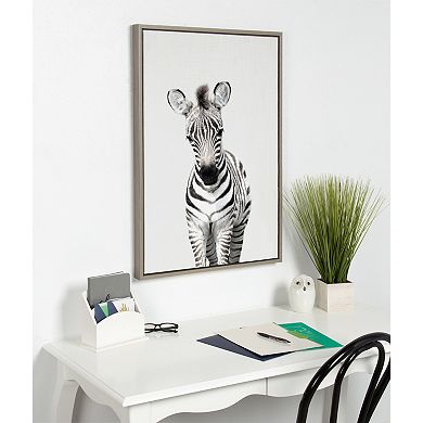 Sylvie Baby Zebra Framed Canvas by Amy Peterson