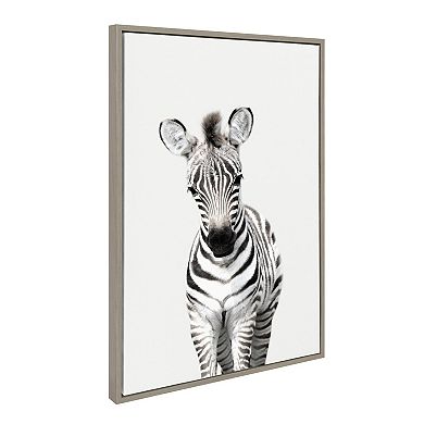 Sylvie Baby Zebra Framed Canvas by Amy Peterson