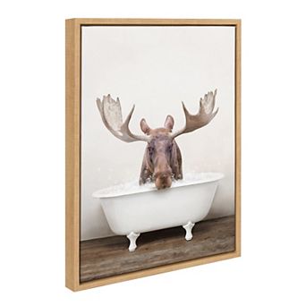 Sylvie Moose Rustic Bubble Bath Framed Canvas by Amy Peterson Art Studio