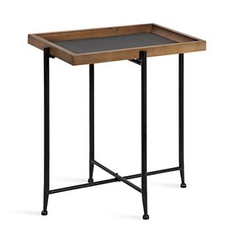 Macabe Wood and Iron Accent Table 20x14x23