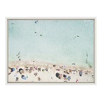 Sylvie Turquoise Beach from Above Framed Canvas by Amy Peterson Art Studio