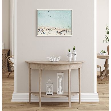 Sylvie Turquoise Beach from Above Framed Canvas by Amy Peterson Art Studio
