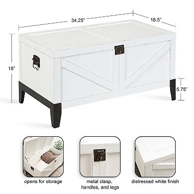Cates Wood Coffee Table with Trunk Storage 35x19x18