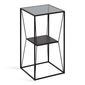 Knight Metal Glass Side Table 12x12x24