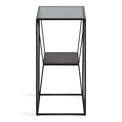 Knight Metal Glass Side Table 12x12x24