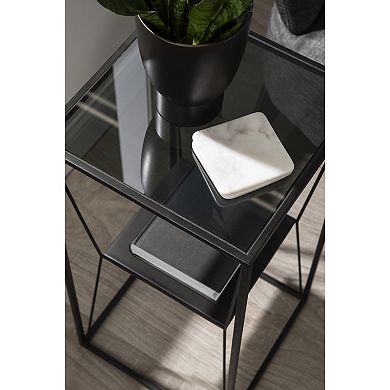 Knight Metal Glass Side Table 12x12x24
