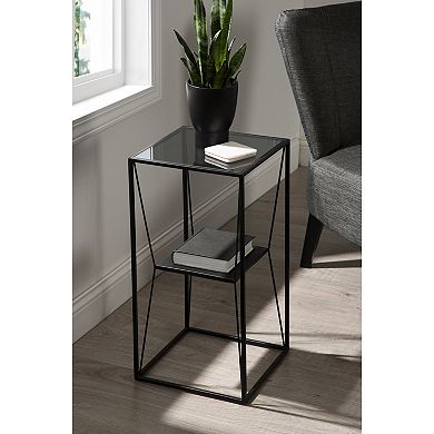 Knight Metal Glass Side Table 12x12x24