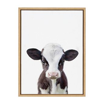 Sylvie Baby Cow Portrait Framed Canvas by Amy Peterson