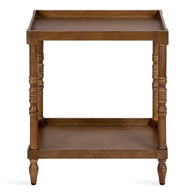 Bellport Wood Side Table with Shelf 22x14x26