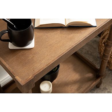 Bellport Wood Side Table with Shelf 22x14x26