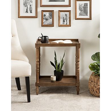 Bellport Wood Side Table with Shelf 22x14x26