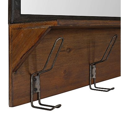 Coburn Metal Mirror with Shelf and Hooks