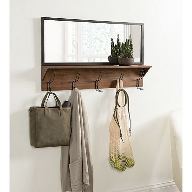 Coburn Metal Mirror with Shelf and Hooks